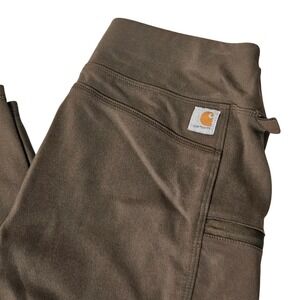 Carhartt Womens Brown Fitted Work Pants Size Medium Tall Cargo Pockets leggings